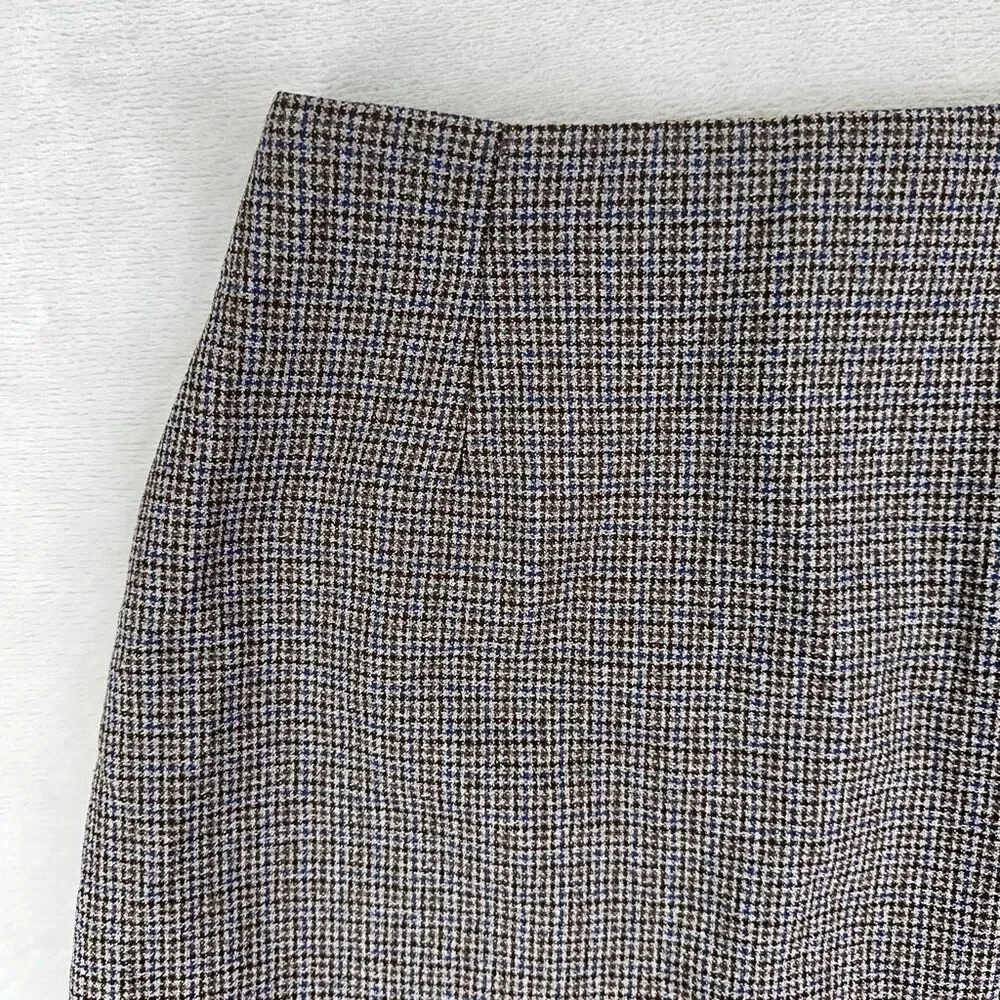 Vintage Skirt Womens 5 Brown Houndstooth Mini Academia Y2K 90s Grunge Punk USA‎